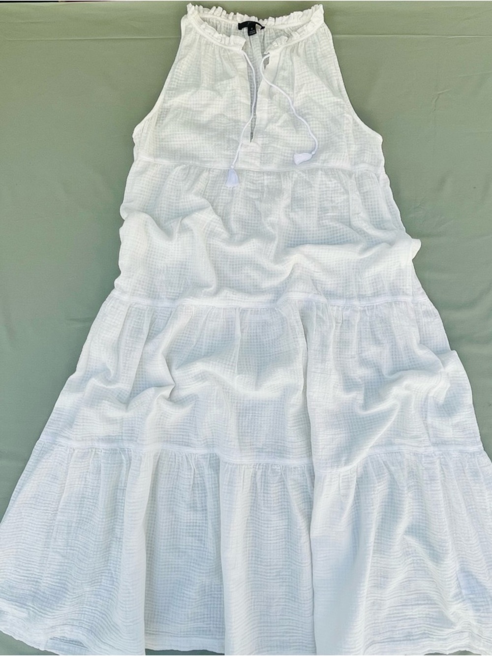 J.Crew Woman White Tiered Boho Halter Maxi Beach Romantic Summer Dress Size S - Picture 1 of 7